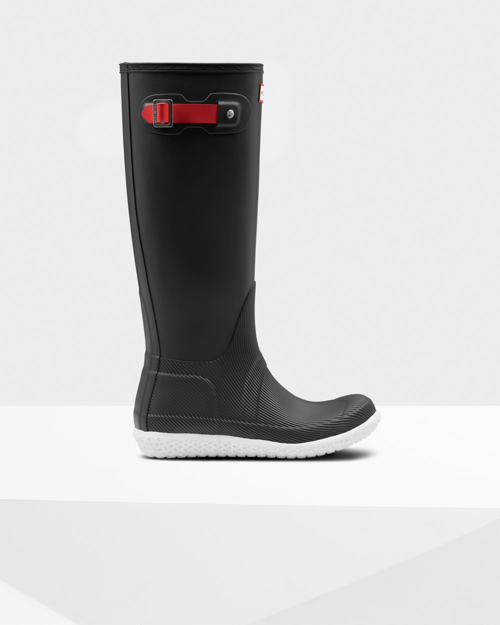 Hunter Original Flat Heel Calendar Sole Tall Rain Boots - Online Shop Womens Black/Red - ZSFDAH098